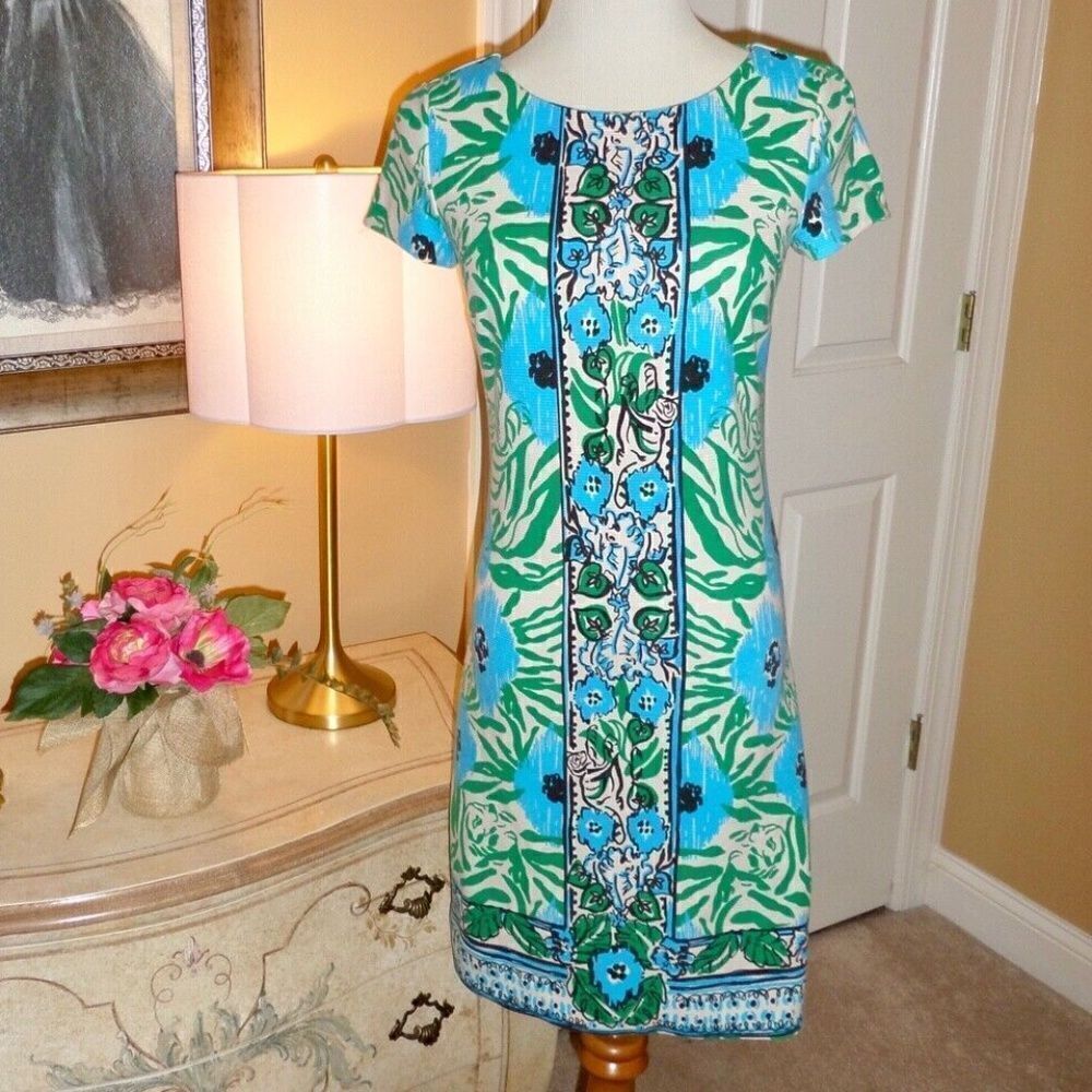 EUC Lilly Pulitzer Layton Shift Dress in Sea Oat iKatty Engineered Size XXS 2XS - Picture 3 of 6